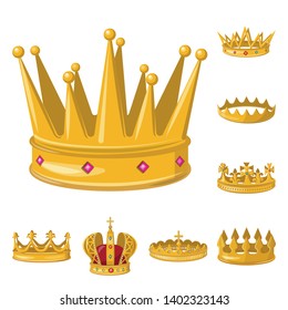 Vector design of monarchy and gold icon. Collection of monarchy and heraldic vector icon for stock.