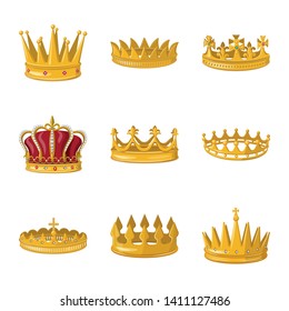 Vector design of monarchy and gold icon. Collection of monarchy and heraldic stock vector illustration.