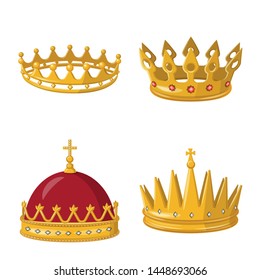 Vector design of monarchy and gold icon. Set of monarchy and heraldic vector icon for stock.