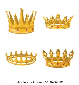 Vector design of monarchy and gold icon. Collection of monarchy and heraldic vector icon for stock.