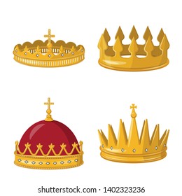 Vector design of monarchy and gold sign. Set of monarchy and heraldic vector icon for stock.