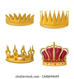 Vector design of monarchy and gold symbol. Set of monarchy and heraldic vector icon for stock.