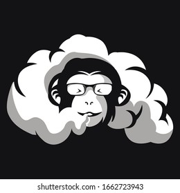 Vector Design Monkey Smoke Illustration Art