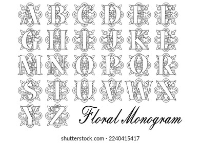 vector design monogram letter full alphabet for print