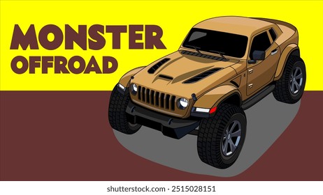 Diseño de Vector de un SUV Monster Off-Road con neumáticos Grandes y características detalladas, aislado