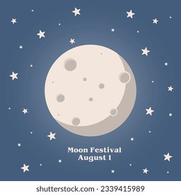 Vector design Moon Festival August 1
