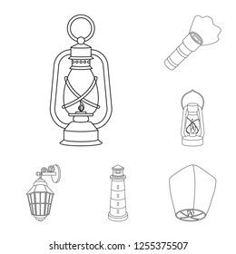 Vector design of moon and holiday sign. Collection of moon and ramadan stock symbol for web.