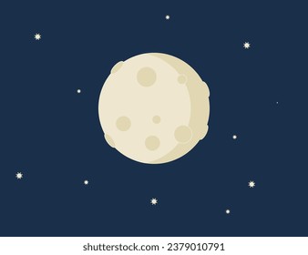 Vector design moon with stars