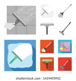 Vector design of mop and broom  icon. Set of mop and cleaner vector icon for stock.