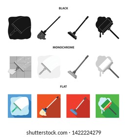 Vector design of mop and broom  icon. Set of mop and cleaner vector icon for stock.