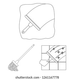 Vector design of mop and broom  sign. Set of mop and cleaner vector icon for stock.