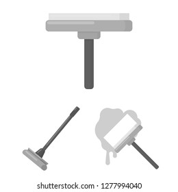 Vector design of mop and broom  sign. Set of mop and cleaner stock symbol for web.