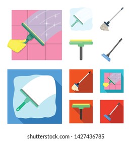Vector design of mop and broom sign. Set of mop and cleaner vector icon for stock.