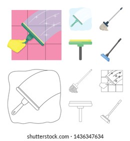 Vector design of mop and broom sign. Set of mop and cleaner stock vector illustration.