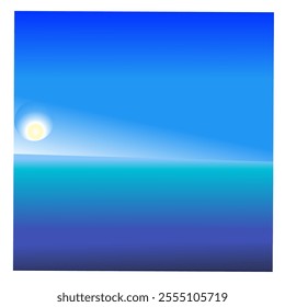 vector design for morning atmosphere with sun, sky, sea with stunning gradient colors, for backgrounds, logos, children's book covers and others