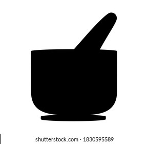 Diseño vectorial de la farmacia mortero y almirez blanco y negro
