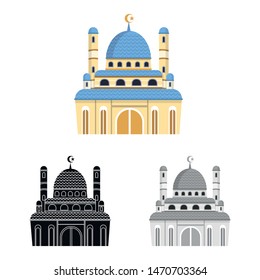 Vector design of mosque and church icon. Set of mosque and muslim stock vector illustration.