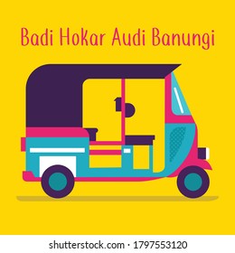 Vector design of Most Popular transport in India Auto rickshaw