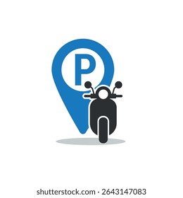 vector design of motorcycle parking sign.