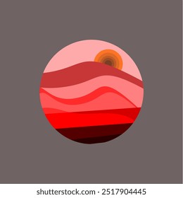 Vector design of mountain and sun scenery