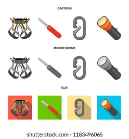 Vector design of mountaineering and peak icon. Collection of mountaineering and camp stock symbol for web.