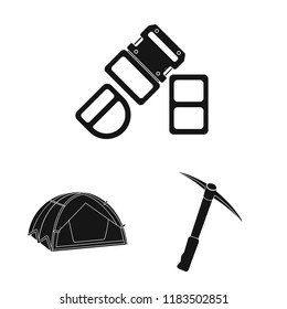Vector design of mountaineering and peak icon. Collection of mountaineering and camp stock symbol for web.