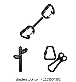 Vector design of mountaineering and peak icon. Set of mountaineering and camp vector icon for stock.