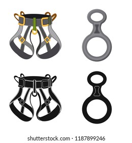 Vector design of mountaineering and peak icon. Collection of mountaineering and camp stock symbol for web.