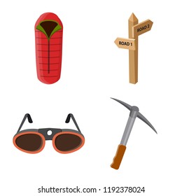Vector design of mountaineering and peak icon. Collection of mountaineering and camp stock symbol for web.