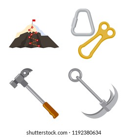 Vector design of mountaineering and peak icon. Collection of mountaineering and camp stock symbol for web.