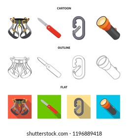 Vector design of mountaineering and peak icon. Collection of mountaineering and camp stock vector illustration.