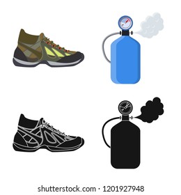 Vector design of mountaineering and peak icon. Collection of mountaineering and camp stock symbol for web.