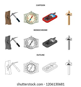 Vector design of mountaineering and peak icon. Set of mountaineering and camp vector icon for stock.