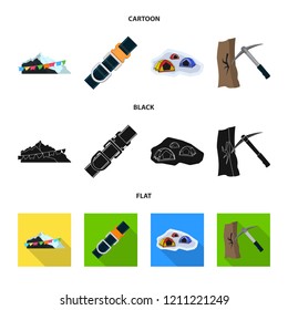 Vector design of mountaineering and peak icon. Collection of mountaineering and camp stock symbol for web.