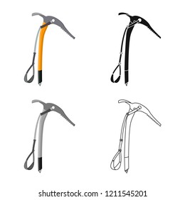 Vector design of mountaineering and peak icon. Collection of mountaineering and camp vector icon for stock.
