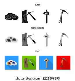 Vector design of mountaineering and peak icon. Set of mountaineering and camp stock symbol for web.
