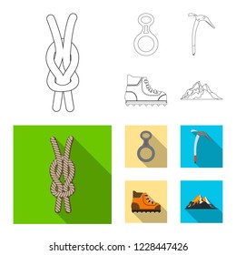 Vector design of mountaineering and peak icon. Collection of mountaineering and camp stock symbol for web.