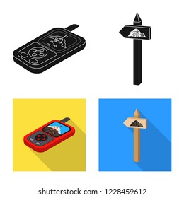 Vector design of mountaineering and peak icon. Collection of mountaineering and camp stock vector illustration.
