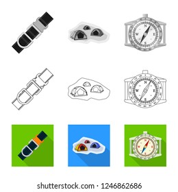 Vector design of mountaineering and peak icon. Collection of mountaineering and camp stock vector illustration.
