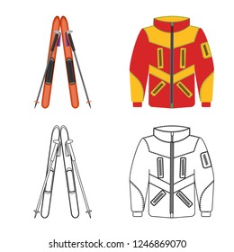 Vector design of mountaineering and peak icon. Collection of mountaineering and camp stock vector illustration.