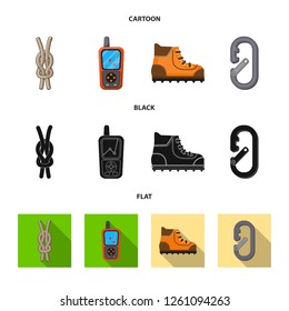 Vector design of mountaineering and peak icon. Collection of mountaineering and camp stock vector illustration.