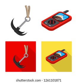 Vector design of mountaineering and peak icon. Collection of mountaineering and camp stock symbol for web.