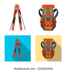 Vector design of mountaineering and peak icon. Collection of mountaineering and camp stock vector illustration.