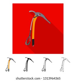 Vector design of mountaineering and peak icon. Collection of mountaineering and camp stock vector illustration.