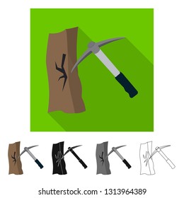 Vector design of mountaineering and peak icon. Set of mountaineering and camp vector icon for stock.
