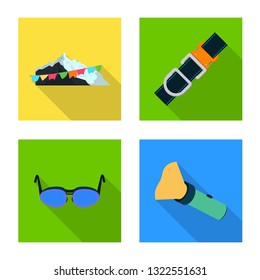 Vector design of mountaineering and peak icon. Collection of mountaineering and camp stock symbol for web.