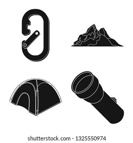 Vector design of mountaineering and peak icon. Collection of mountaineering and camp stock symbol for web.