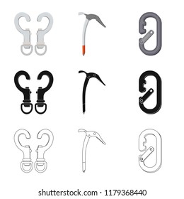 Vector design of mountaineering and peak logo. Set of mountaineering and camp vector icon for stock.