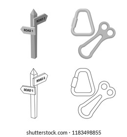 Vector design of mountaineering and peak logo. Collection of mountaineering and camp vector icon for stock.