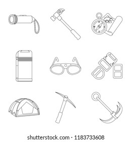 Vector design of mountaineering and peak logo. Collection of mountaineering and camp vector icon for stock.